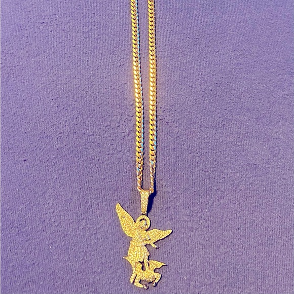 Gold Plated Silver St. Michael 2.5 “ Moissanite pendant, Chain IS NOT INCLUDED - Picture 11 of 11